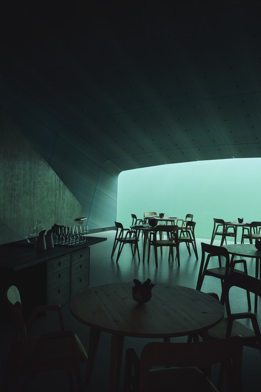 Under / Snøhetta - Interior Photography, Table, Chair