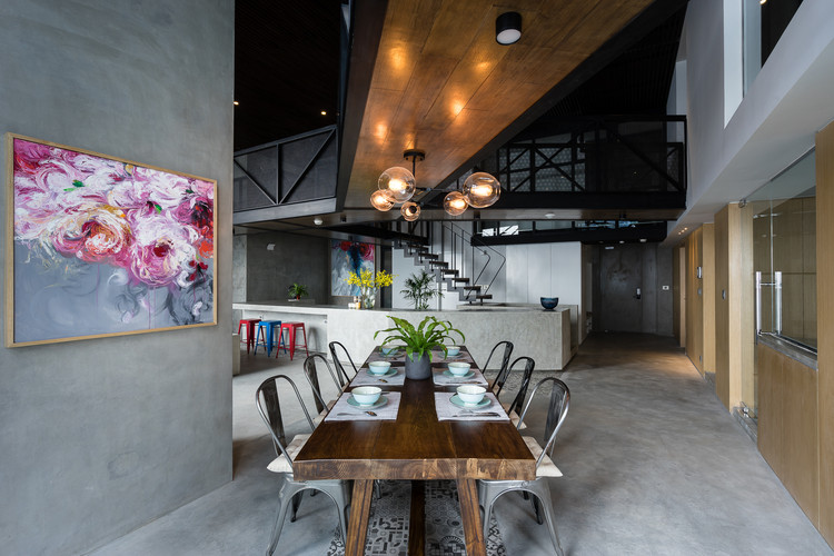 Party Apartment / Nghiêm Phong + Đào Thành - Table, Countertop, Chair, Beam