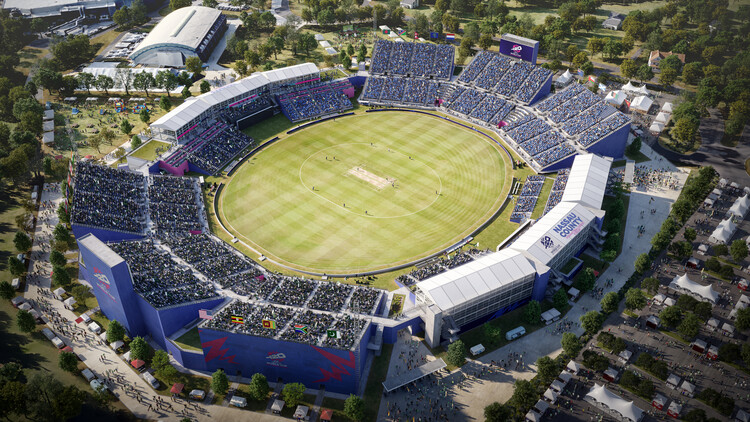 Populous Reuses Formula 1 Grandstands for Modular International Cricket Stadium in New York - Featured Image